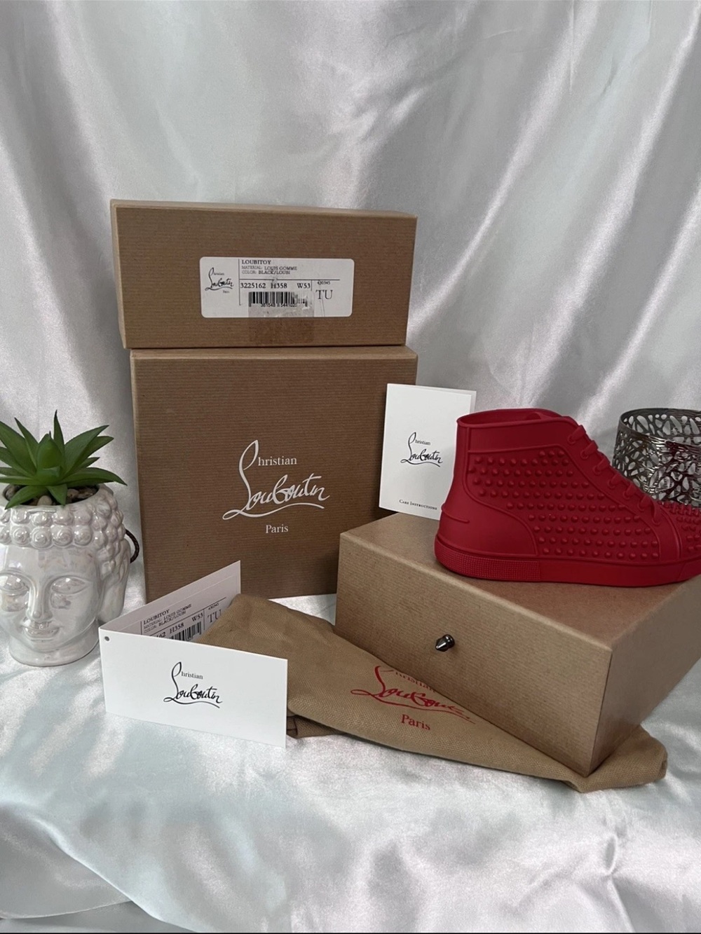 NWT NIB Christian Louboutin Red High-Top Rubber Sneaker Dog Toy